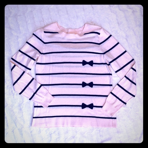 Maison Jules Sweaters - MAISON JULES Sweater-Pink/Black w/Bow Ties-L*F591*